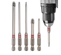 Screwdriver Bits - Metal 6 Piece Universal Hexagonal Shank Long Magnetic Bit Set | Security Bit Set, Driver Compatible Magnetic Tool Kit | For Car Home Improvement Garage Workshop Work
