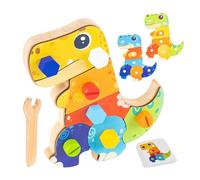 Screwdriver Board Set,Wooden Pretend Play Toy | Educational Dinosaur Screw Board for Toddlerz Enhances Skills, Hand Eye Coordination, Sensory Play Activities