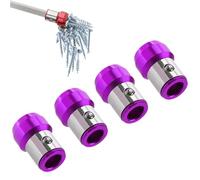 Screwdriver Head Magnetic Ring, 2025 New 1/4 Inch/ 6.35 mm Universal Magnetizer Screw Removable for Hex Screwdriver and Power Bits, Strong Magnetic Screw Holder (Purple*4Pcs)