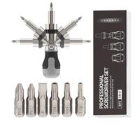Screwdriver Ratchet - Swivel Head Magnetic Screw Driver Bits, Rotary Torque Mechanics Combination Driving Hardware, Folding Joint Hand Tool Pouch Kit | Mobile Vehicle Maintenance Instrument For Eyegla