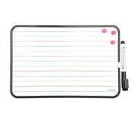 Scribble Mini tableau blanc effaçable à sec Format A4 Ligné d'un côté, magnétique uni de l'autre Petit tableau blanc portable pour écrire et apprendre avec marqueur et gomme