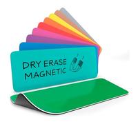 Scribbledo Lot de 10 étiquettes magnétiques réutilisables effaçables à sec pour tableau blanc, réfrigérateur, casier, étiquettes magnétiques pour enseignants, école, bus, accessoires de code couleur