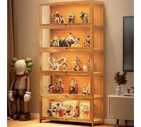 Scribora Armoire d'affichage à 5 Niveaux avec Portes en Verre Acrylique, étui d'affichage d'objets de Collection Organisateurs Rack & étagère d'affichage, bibliothèque pour (Rabat Marron)