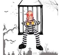 Scrilling Animé Halloween - Maison hantée de la Terreur Animée Prop,Cage de prisonnier effrayante, Halloween criant avec capteur de mouvement et de lumière