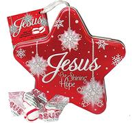 Script Candy Boîte métallique en étain avec inscription en anglais « Jesus Our Shining Hope »