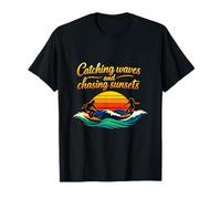Script Permanent Vacation Party Surf Sunset Waves T-Shirt