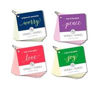 Scripture Cards Lot de 4 cartes « Verses for Purses » - Fruits of the Holy Spirit Love, Joy, Peace, and Overcoming Fear Worry and Anxiety Bible Verses (Scripture Memory)