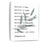 Scripture Verse Poster Think On These Things Canvas Prayer Room Art | Public domain bible wording reminds hearts to dwell on truth honour righteousness purity(Framed,16x24inch(40x60cm))