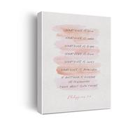 Scripture Wall Art for Positivity, Philippians 4:8 “Whatever is True…” Canvas Print for Christian Home & Office Decor(Framed,16x24inch(40x60cm))