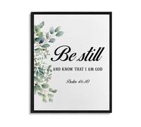 Scripture Wall Decor Christian Canvas Art Bible Verse Print Be Still and Know Inspirational Poster for Home Bedroom(Framed,16x24inch(40x60cm))