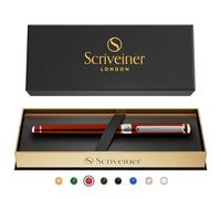 Scriveiner Deep Crimson Red Rollerball Coffret Stylo Roller Rouge Pourpre Laqué Finition Acier Chromé, Rechargeable, Beau Cadeau pour Homme & Femme avec Boîte, Accessoire de Bureau Professionnel
