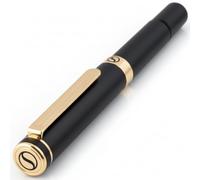 Scriveiner Roller Noir EDC Stylo de luxe, Stylo de poche lourd avec finition Plaqué or véritable, d'écriture agréable, Cadeau homme et femme, Recharge Schmidt, Ensemble de stylos de bureau