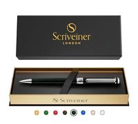 Scriveiner Stylo à Bille Noir Vert - Stylo de Luxe Noir Vert, Finition Chromée, Recharge Noire Schmidt, Ensemble de Stylos à Bille Homme et Femme, Professionnel, Bureau, Élégant Stylo de Designer