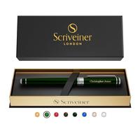 Scriveiner Stylo British Racing Green Personnalisé - Stylo de Luxe Laqué Vert avec Finition Chrome, Recharge Schmidt, Cadeau Stylé Gravé pour Hommes et Femmes, Gravure de Nom Personnalisée