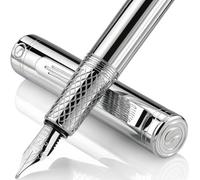 Scriveiner Stylo Plume de Luxe EDC (fin), Superbe stylo de poche avec finition chromée, Plume allemande Schmidt, Convertisseur, Coffret cadeau stylo d'écriture homme et femme, plume de bureau