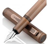 Scriveiner Stylo Plume de Luxe EDC (Fin), Superbe stylo de poche en laiton, Finition cuivre brossé à la main, Convertisseur, Plume allemande Schmidt, Coffret cadeau homme et femme, Stylo design
