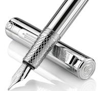 Scriveiner Stylo Plume de Luxe EDC (moyen), Superbe stylo de poche avec finition chromée, Plume allemande Schmidt, Convertisseur, Coffret cadeau stylo d'écriture homme et femme, plume de bureau