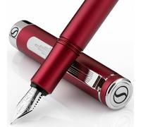 Scriveiner Stylo Plume de Luxe EDC (moyen), Superbe stylo de poche avec finition rouge mat, Plume allemande Schmidt, Convertisseur, Coffret cadeau stylo d'écriture