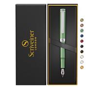 Scriveiner Stylo Plume de Luxe EDC (moyen), Superbe stylo de poche avec finition vert mat, Plume allemande Schmidt, Convertisseur, Coffret cadeau stylo d'écriture homme et femme, plume de bureau