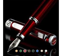 Scriveiner Stylo Plume Deep Crimson Red - Superbe Stylo avec Finition chromée, Plume Schmidt (Moyenne), Coffret Cadeau pour Homme et Femme, Professionnel, Directeur, Bureau, Beau Stylo