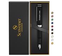 Scriveiner Stylo plume EDC de luxe personnalisé (moyen), superbe stylo de poche noir mat, finition chromée, pointe allemande Schmidt, meilleur coffret cadeau gravé pour homme et femme, gravure du nom