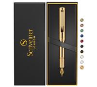 Scriveiner Stylo plume plaqué or (moyen), stylo de luxe primé, de poche lourd avec finition Plaqué or véritable, plume Schmidt, meilleur coffret cadeau d'écriture EDC pour homme et femme