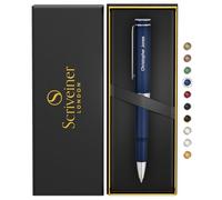 Scriveiner Stylo roller bleu personnalisé EDC - Superbe stylo à bille de poche avec finition chromée - Coffret cadeau élégant gravé pour homme et femme avec nom personnalisé