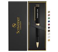 Scriveiner Stylo roller EDC noir personnalisé, stylo de poche luxueux plaqué or véritable, écriture élégante, coffret cadeau roller gravé pour homme et femme