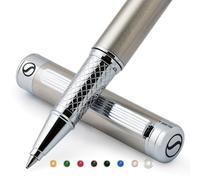 Scriveiner Stylo Roller en Acier Inoxydable - Superbe stylo de luxe en métal avec finition chromée argentée, recharge d'encre Schmidt, meilleur coffret cadeau pour homme et femme