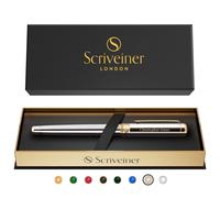 Scriveiner Stylo roller personnalis argent chrom Superbe stylo de luxe plaqu or vritable Recharge d'encre Schmidt Meilleur coffret cadeau