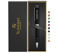 Scriveiner Stylo rollerball EDC noir personnalisé, finition chromée, stylo élégant pour hommes et femmes, gravure personnalisée