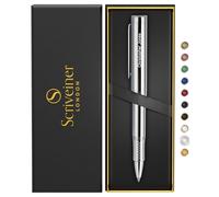 Scriveiner Stylo rollerball personnalisé argenté chromé, stylo EDC primé, stylo de poche robuste avec finition chromée, coffret cadeau rollerball gravé de qualité supérieure pour hommes et femmes