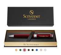 Scriveiner Stylo Rouge Profond personnalisé - Stylo de luxe laqué rouge, finition chrome, recharge Schmidt, meilleur cadeau gravé pour hommes et femmes, gravure personnalisée du nom.