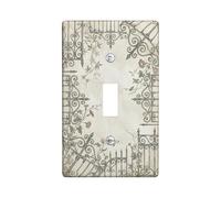 Scrollwork Plaque d'interrupteur simple en plastique beige de taille standard pour nouvel appartement, maison, chambre à coucher, bureau (simple)