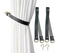 SCRTB Lot de 2 embrasses de rideaux en cuir pour bureau, salon, café, balcon (noir)