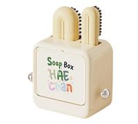 Scrub Brush - Shoe Brush | Cleaning Bruşh Set with Bathroom Organizer and Soap Dish, 2 Brushes for Shoes, Clothes & Carpets, No Drilling Required, Drainage System for Kitchen & Shower, White Grey.