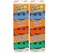 Scrub Daddy Color Eponge Smiley Anti-Rayures, Eponge Vaisselle Lavable Antibactérienne et Réutilisable, Eponges Vaisselles pour Cuisine et Salle de Bain, Éponge à Récurer Flextexture - Lot de 6