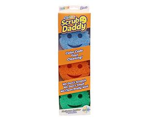 Scrub Daddy Color Eponge Smiley Anti-Rayures, Eponge Vaisselle Lavable Antibactérienne et Réutilisable, Eponges Vaisselles pour Cuisine et Salle de Bain, Éponge à Récurer Flextexture - Lot de 3