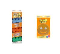 Scrub Daddy Color Smiley Anti-Rayures, Éponge Vaisselle Lavable et Antibactérienne & Daddy Caddy - Porte Cuisine Ventouse