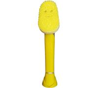 Scrub Daddy Dish Daddy - Brosse Vaisselle avec Reservoir, Éponge de Nettoyage Grattante FlexTexture, Manche Intégré avec Distributeur Liquide Vaisselle, Brosse Eponge et Stand de Support - Jaune