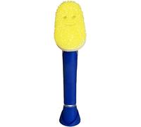 Scrub Daddy Dish Daddy - Brosse Vaisselle avec Reservoir, Éponge de Nettoyage Grattante FlexTexture, Manche Intégré avec Distributeur Liquide Vaisselle, Brosse Eponge et Stand de Support - Bleu