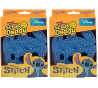 Scrub Daddy Disney Stitch Éponge à Récurer Anti Rayure, Eponges Lavables Reutilisables Antibactériennes Flextexture, Eponge Vaisselle pour Menage, Cuisine et Salle de Bain (Lot de 2)