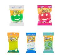 Scrub Daddy Essentials Coffret Complet avec Scrub Mommy, Scour Daddy, Sponge Daddy & Eraser Daddy, Éponges Sourire pour Le Nettoyage et la Vaisselle, Lot de Tampons de Cuisine Non Rayants, Pack de 5