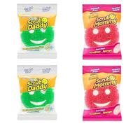 Scrub Daddy et Scrub Mommy Essentials - Éponges pour Le Nettoyage et la Vaisselle, Lot de Tampons de Cuisine Non Rayants avec FlexTexture, Éponges Grattantes pour Vaisselle, Pack de 4