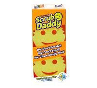 Scrub Daddy Original Éponge à Récurer Smiley Anti Rayure, Eponges Lavables Reutilisables Antibactériennes Flextexture, Eponge Vaisselle pour Menage, Cuisine et Salle de Bain, Jaune, Lot de 2