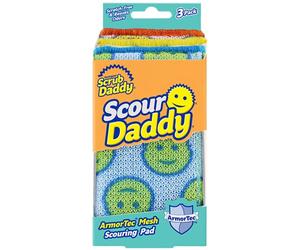 Scrub Daddy Scour Daddy - Eponge Vaisselle à Récurer, Tampon Cuisine pour éliminer la crasse Dure, Grattoir Vaisselle Reutilisable et Revêtement ArmorTec, Efficace pour Les Moules - Lot de 3
