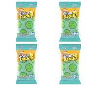 Scrub Daddy Scour Daddy Essentials, Éponges Grattantes, Tampons Non Rayants pour Le Nettoyage de la Vaisselle, Alternative aux Tampons Métalliques, Éponges Vaisselle pour Le Lavage, Lot de 4