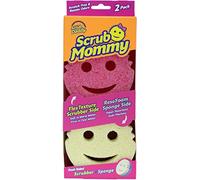Scrub Daddy Scrub Mommy Eponge Vaisselle - Eponge Reutilisable Lavable Cuisine et Salle de Bain, Accessoire Maison, Flextexture sans Gratter, Produits et Accessoires de Nettoyage, Rose, Lot de 2