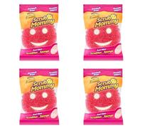 Scrub Daddy Scrub Mommy Essentials Éponges de Nettoyage - Tampons Double Face Non Rayants, Éponge de Cuisine pour Vaisselle & Salle de Bain, Éponges Fines à Texture Flexible, Pack de 4