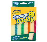 Scrub Daddy Sponge Daddy Éponge Lavable Anti Scratch Double Face Flextexture - Eponge Vaisselle, Multi-Usages - Eponge Grattante Anti-Rayures, Antibactérienne, Réutilisable - Éponge Lot x4